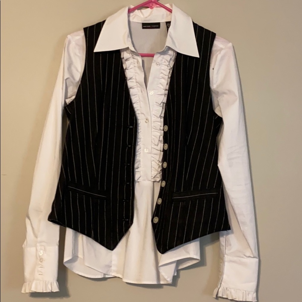 Dress blouse with vest.